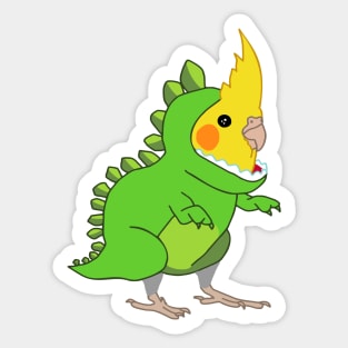 FUnny Cockatiel Dinosaur Doodle Sticker